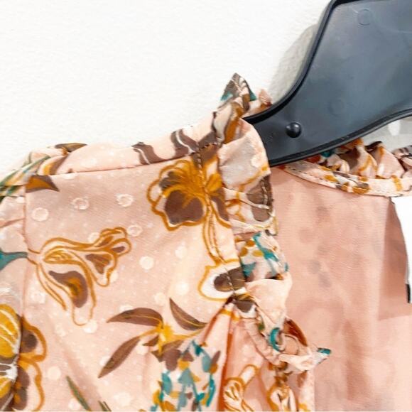Joie Boho Floral Ruffle V-Neck Peasant Sleeve Chiffon Blouse Top Sz S - Picture 12 of 12